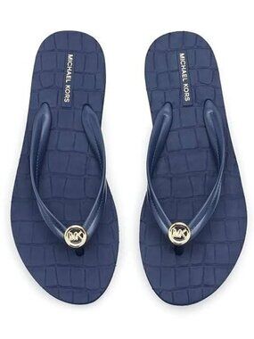 Michael Kors Women's Posie Flip-Flop Sandals Brand New In Box "Size 8 Navy